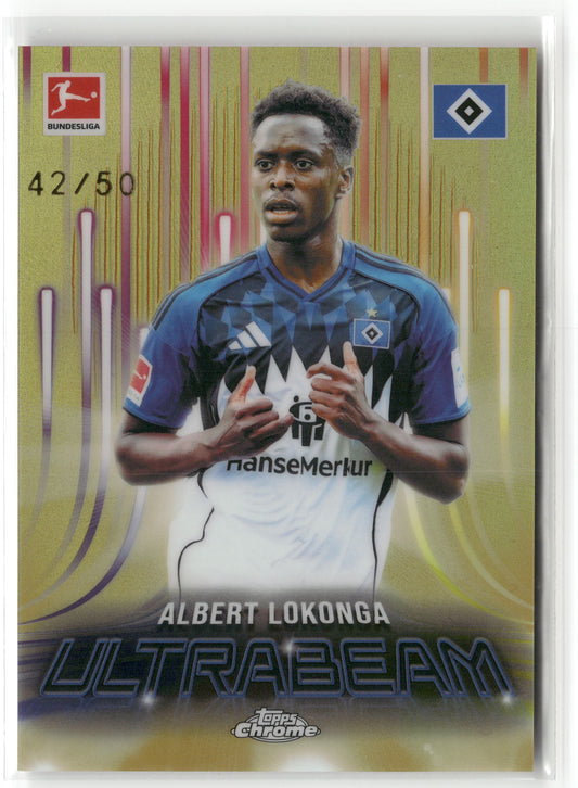 Fußball Albert Lokonga 2025-26 Topps Chrome Bundesliga #UB-5 Ultrabeam Gold /50 Hamburger SV Trading Card Original