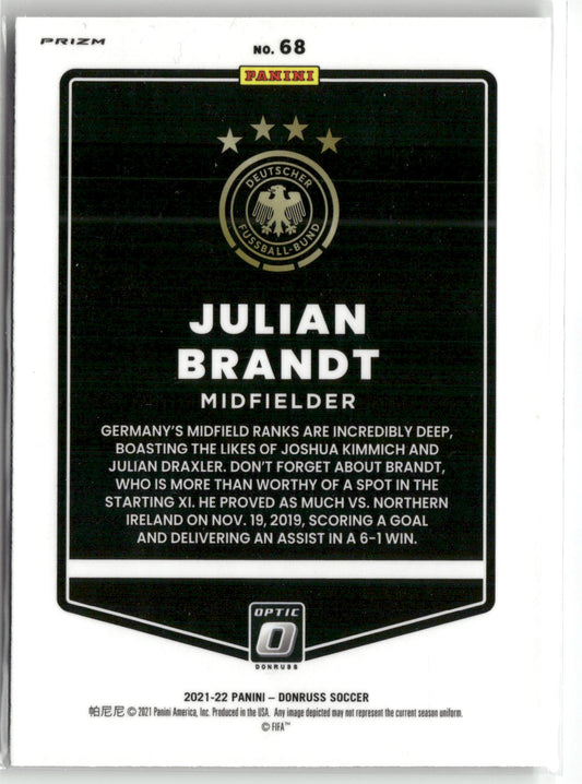 Fußball Julian Brandt 2021-22 Panini Donruss Optic Soccer #68 Germany Trading Card Original