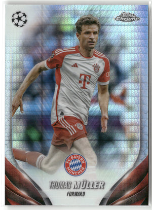 Fußball Thomas Müller 2023-24 Topps Chrome UEFA Champions League #172 Prism Refractor FC Bayern München Trading Card Original