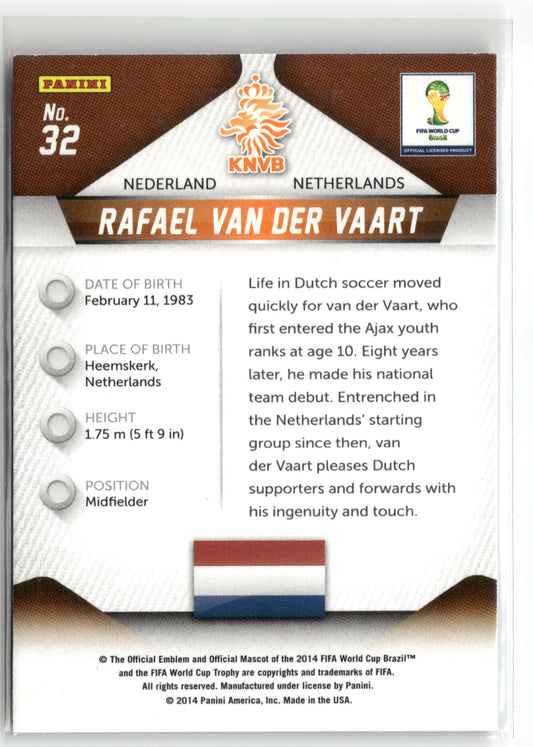 Fußball Rafael van der Vaart 2014 Panini Prizm FIFA World Cup Brasil #32 Netherlands Trading Card Original