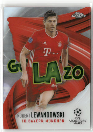 Fußball Robert Lewandowski 2020-21 Topps Chrome UEFA Champions League #GOL-RL Golazo FC Bayern München Trading Card Original