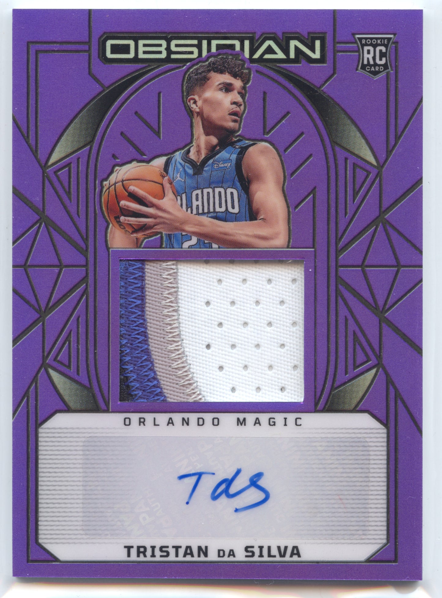 Basketball NBA Tristan da Silva 2024-25 Panini Obsidian Basketball #201 Purple Rookie Auto Relic /75 Orlando Magic Rookie Card RC Trading Card Original