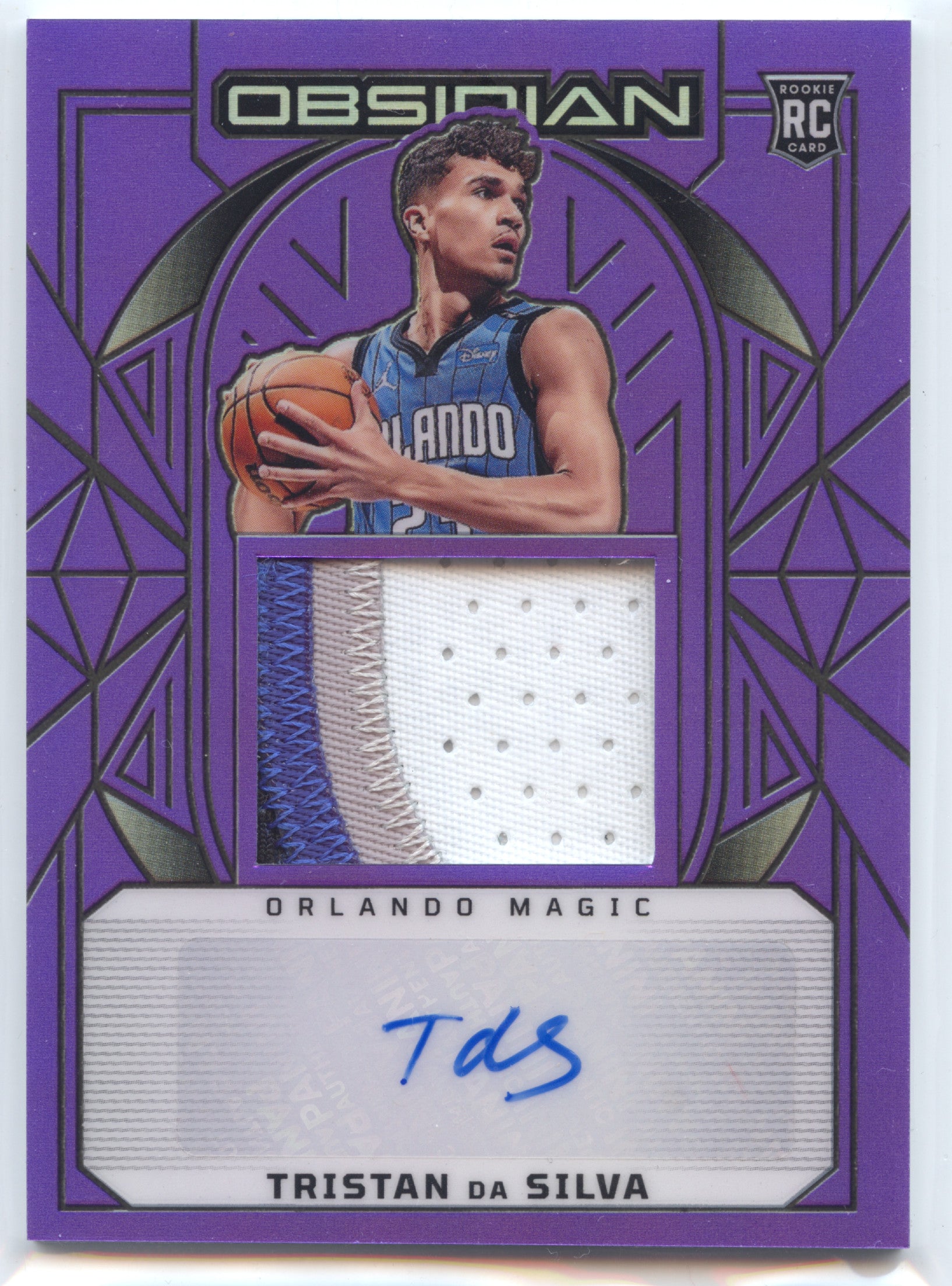 Basketball NBA Tristan da Silva 2024-25 Panini Obsidian Basketball #201 Purple Rookie Auto Relic /75 Orlando Magic Rookie Card RC Trading Card Original