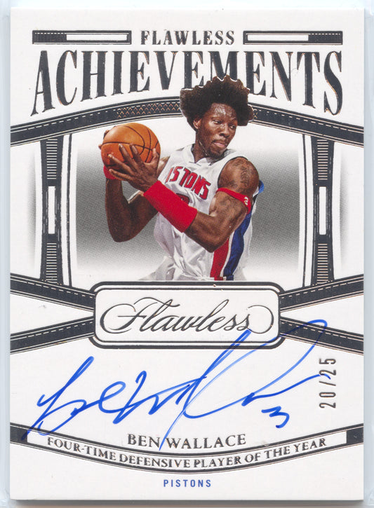 Basketball NBA Ben Wallace 2023-24 Panini Flawless Basketball #FA-BEN Achievements Auto 20/25 Detroit Pistons Trading Card Original