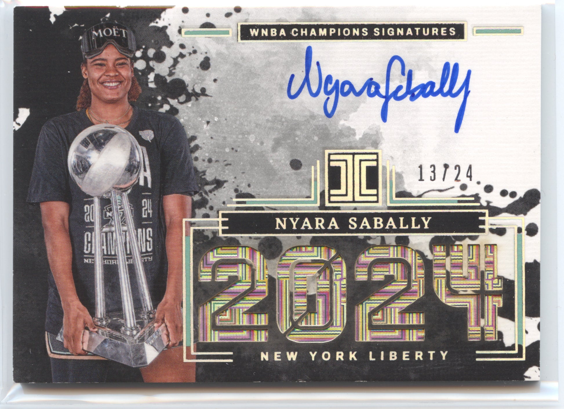 Basketball NBA Nyara Sabally 2025 Panini WNBA Impeccable Basketball #CS-NS Champions Signatures ON-CARD 13/24 New York Liberty Trading Card Original