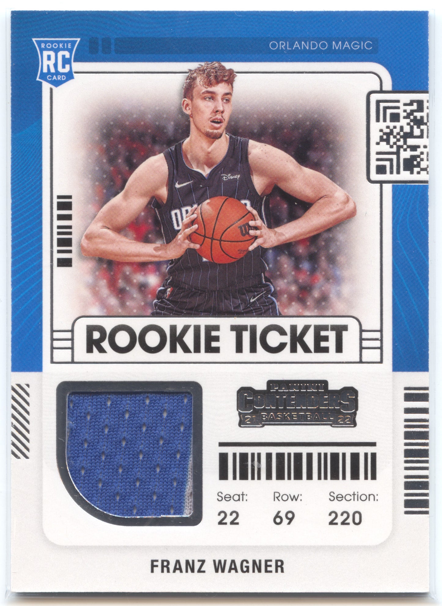 Basketball NBA Franz Wagner 2021-22 Panini Contenders Basketball #RTS-FWA Rookie Relic Orlando Magic Rookie Card RC Trading Card Original
