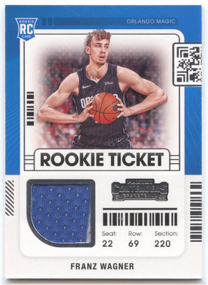 Basketball NBA Franz Wagner 2021-22 Panini Contenders Basketball #RTS-FWA Rookie Relic Orlando Magic Rookie Card RC Trading Card Original