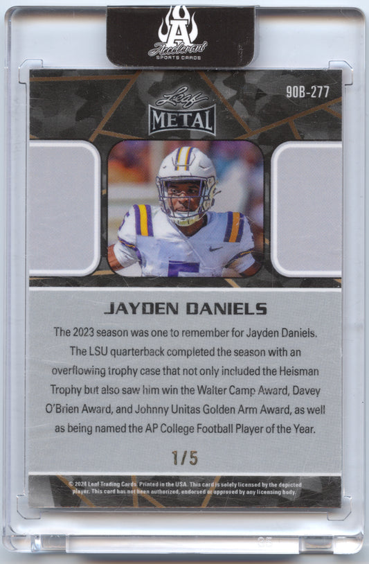 American Football NFL Jayden Daniels Leaf Metal 2024 #90B-277 Red 1/5 FOTL LSU Rookie Card RC Trading Card Original