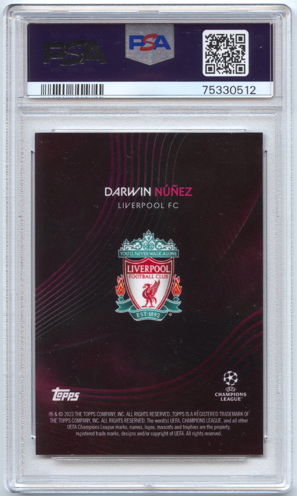 Fußball Darwin Núñez - 2023 Topps UCL Knockout - 5/5 Auto PSA 9 - Liverpool FC Trading Card Original