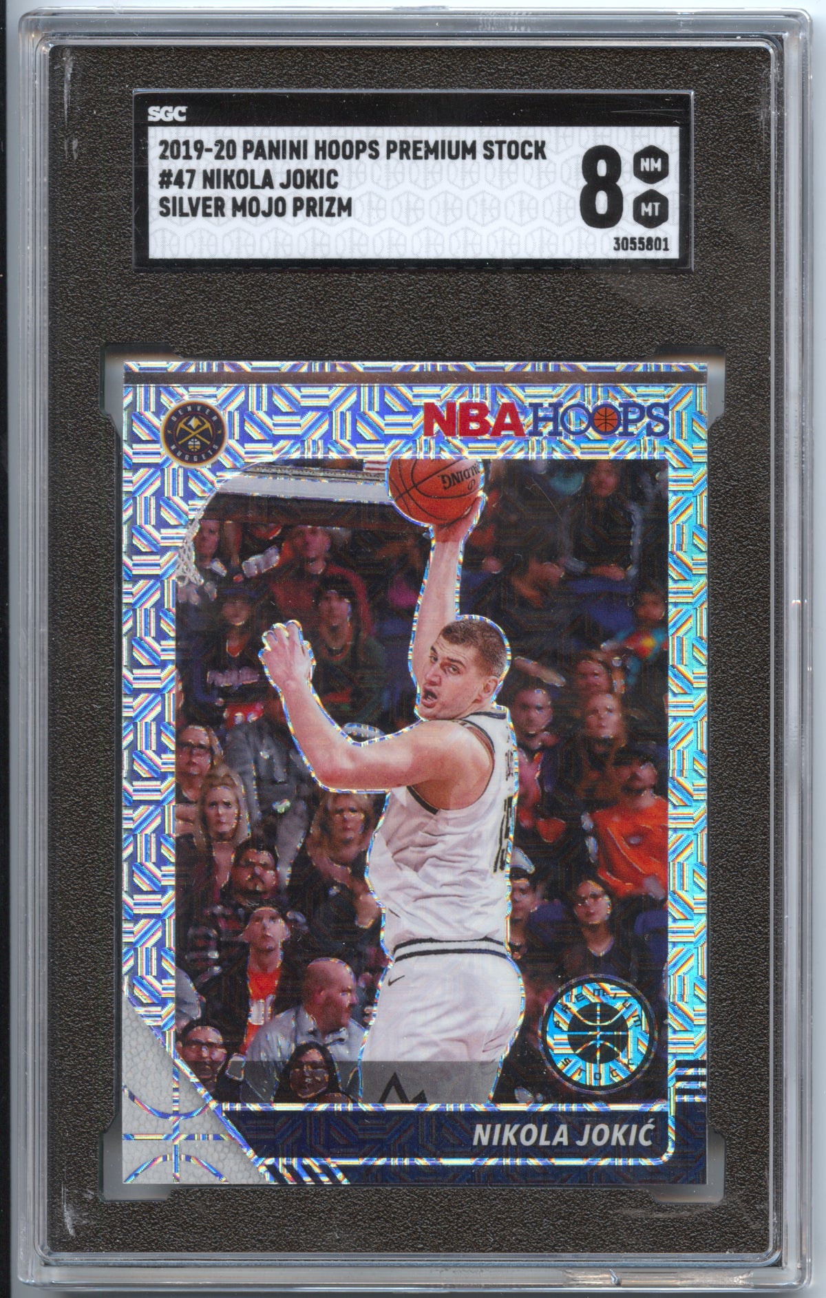 Basketball NBA Nikola Jokić - 2019-20 Panini Hoops Premium Stock - Silver Mojo Prizm SGC 8 - Denver Nuggets #47 Trading Card Original