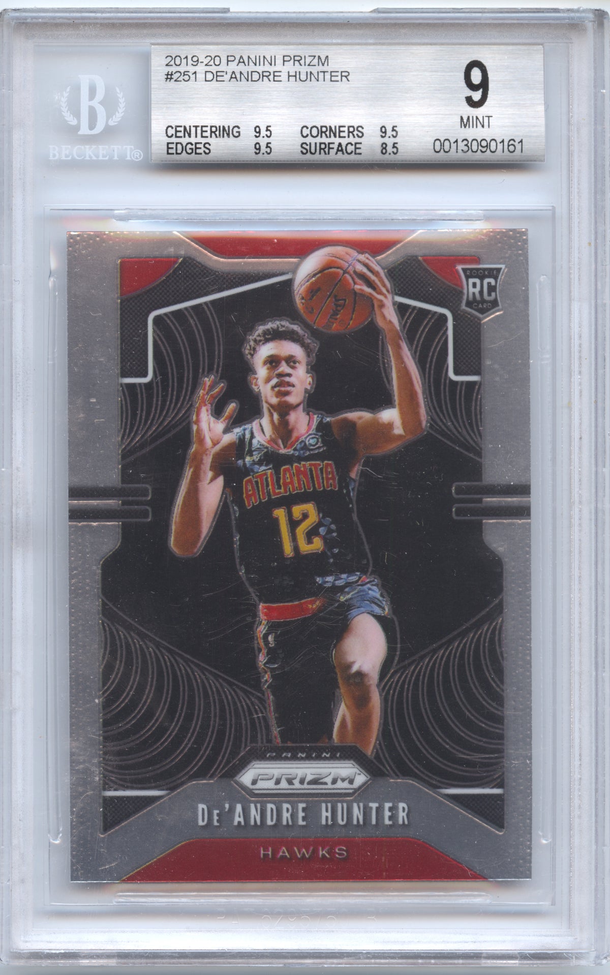 Basketball NBA De'Andre Hunter Rookie - 2019-20 Panini Prizm - BGS 9 - Atlanta Hawks #251 Trading Card Original