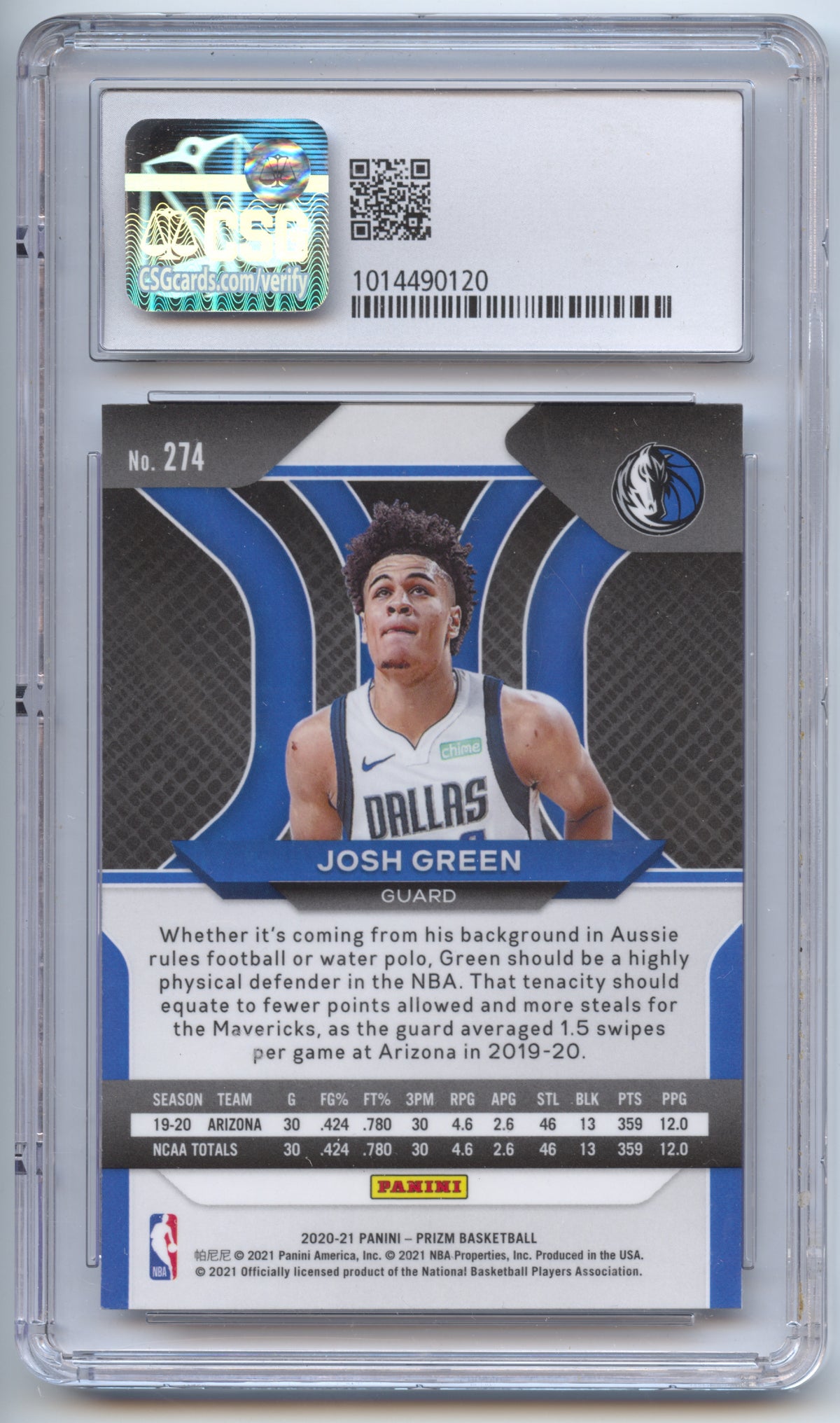 Basketball NBA Josh Green Rookie - 2020-21 Panini Prizm Basketball - CSG 9 - Dallas Mavericks #274 Trading Card Original