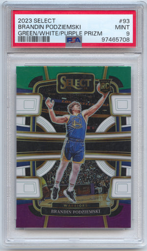 Basketball NBA Brandin Podziemski Rookie - 2023-24 Panini Select Basketball - Green/White/Purple Prizm PSA 9 - Golden State Warriors #93 Trading Card Original