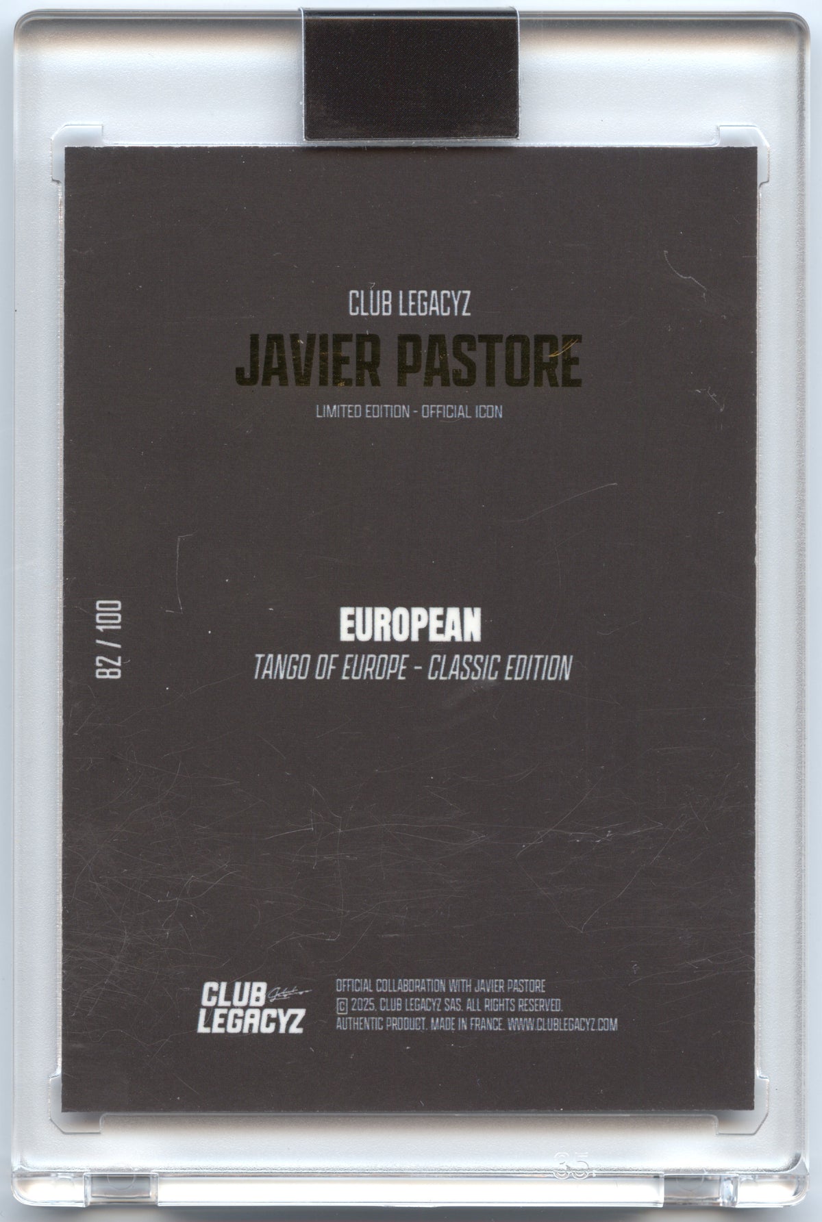 Fußball Javier Pastore - Club Legacyz 2025 - Tange of Europe /100 Trading Card Original