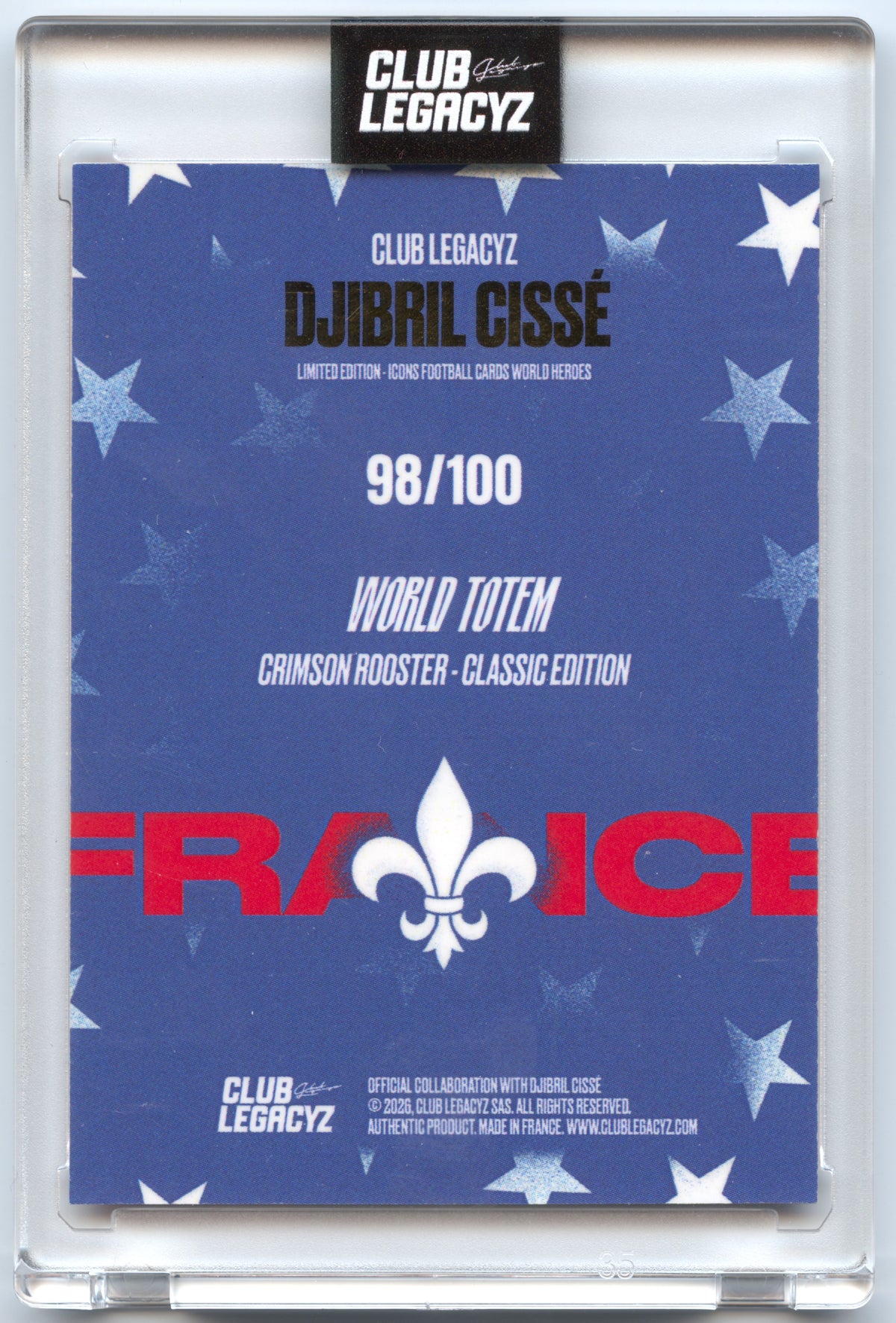 Fußball Djibril Cissé - Club Legacyz 2025 - Crimson Rooster - Classic Edition /100 - France Trading Card Original