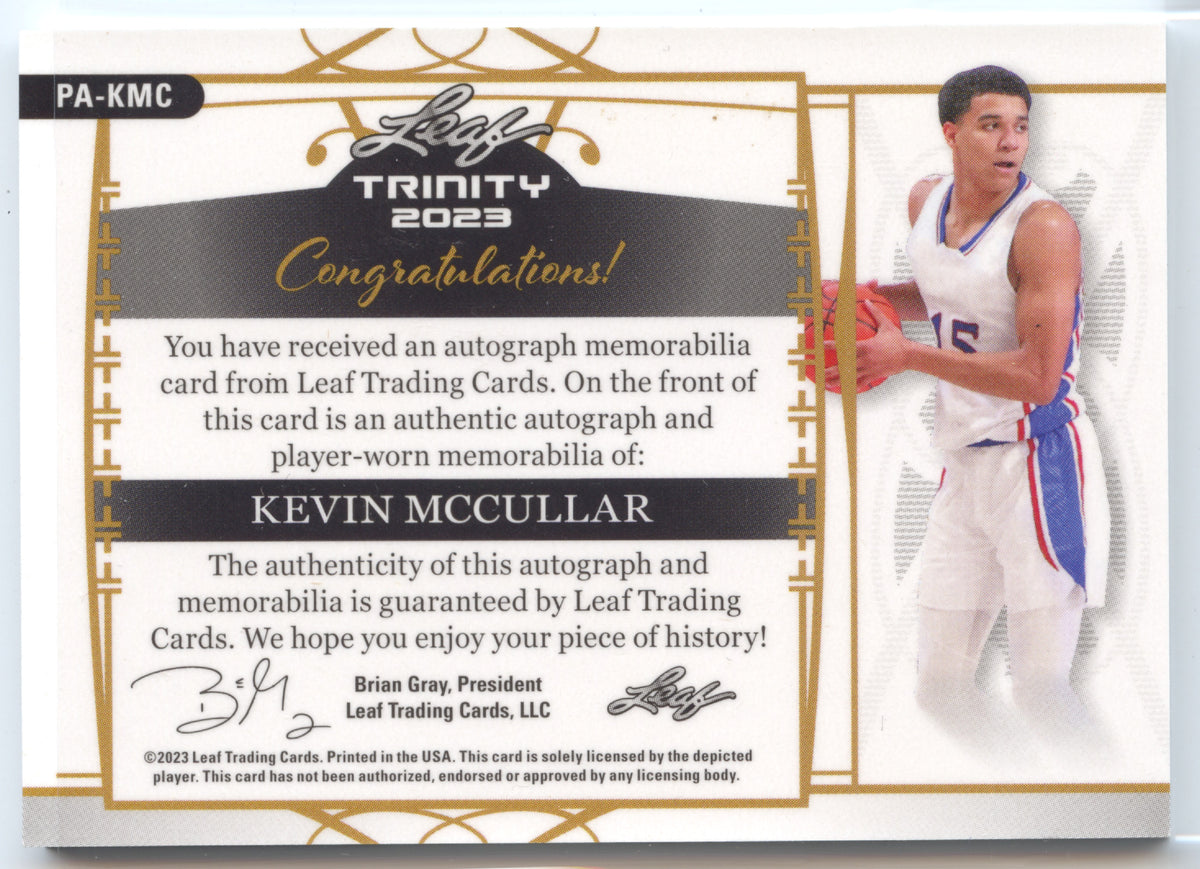 Basketball NBA Kevin McCullar Rookie - 2023 Leaf Trinity - Player Worn Auto Relic /75 #PA-KMC Trading Card Original