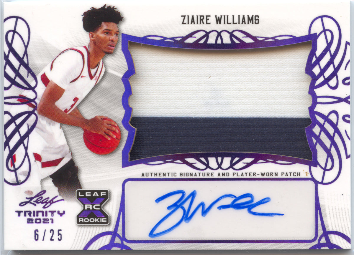 Basketball NBA Ziaire Williams Rookie - 2021 Leaf Trinity - Purple Relic-Auto /25 #PA-ZW1 Trading Card Original