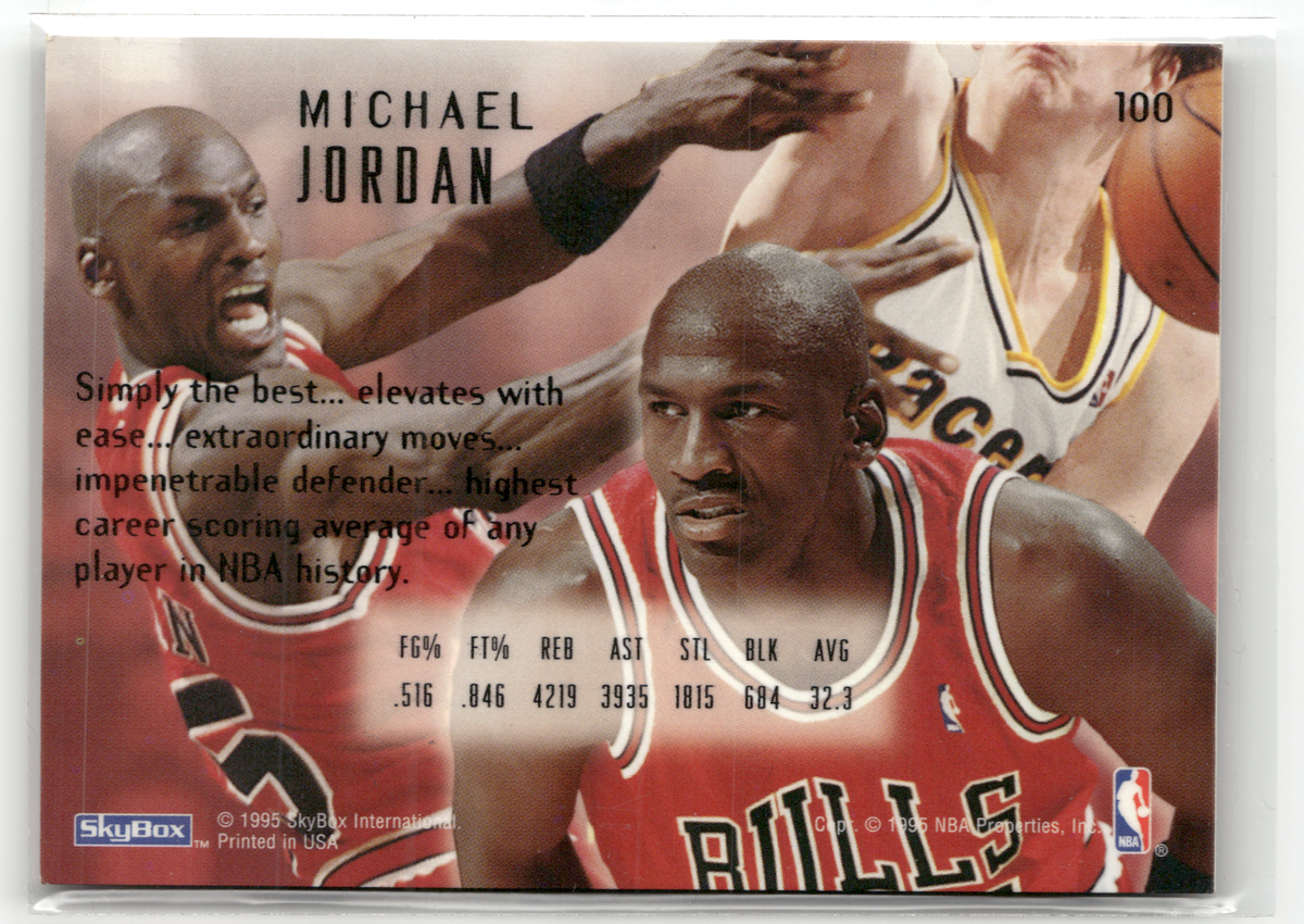 Basketball NBA Michael Jordan - 1995-96 SkyBox E-Motion - Chicago Bulls #100 Trading Card Original