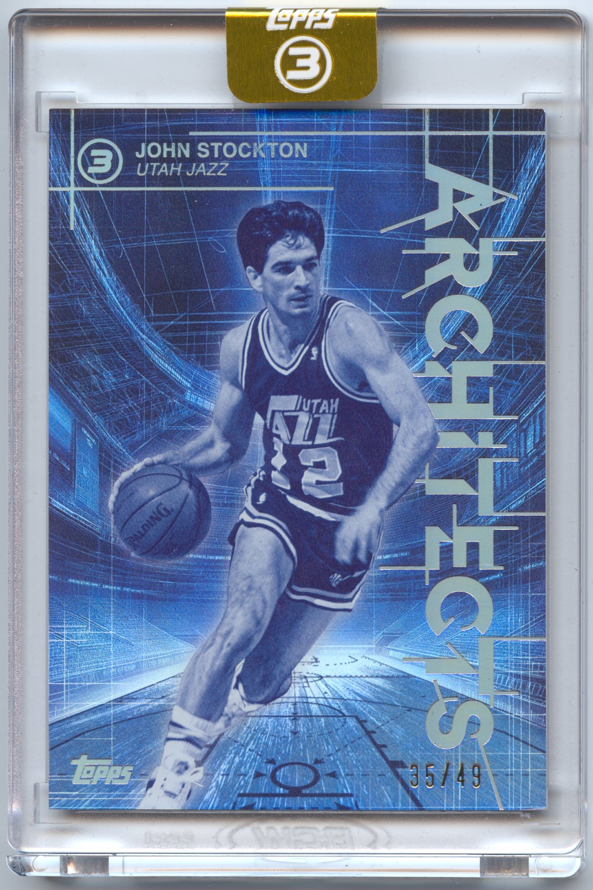 Basketball NBA John Stockton - 2025-26 Topps 3 Architects - Blue /49 - Utah Jazz Trading Card Original