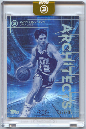 Basketball NBA John Stockton - 2025-26 Topps 3 Architects - Blue /49 - Utah Jazz Trading Card Original